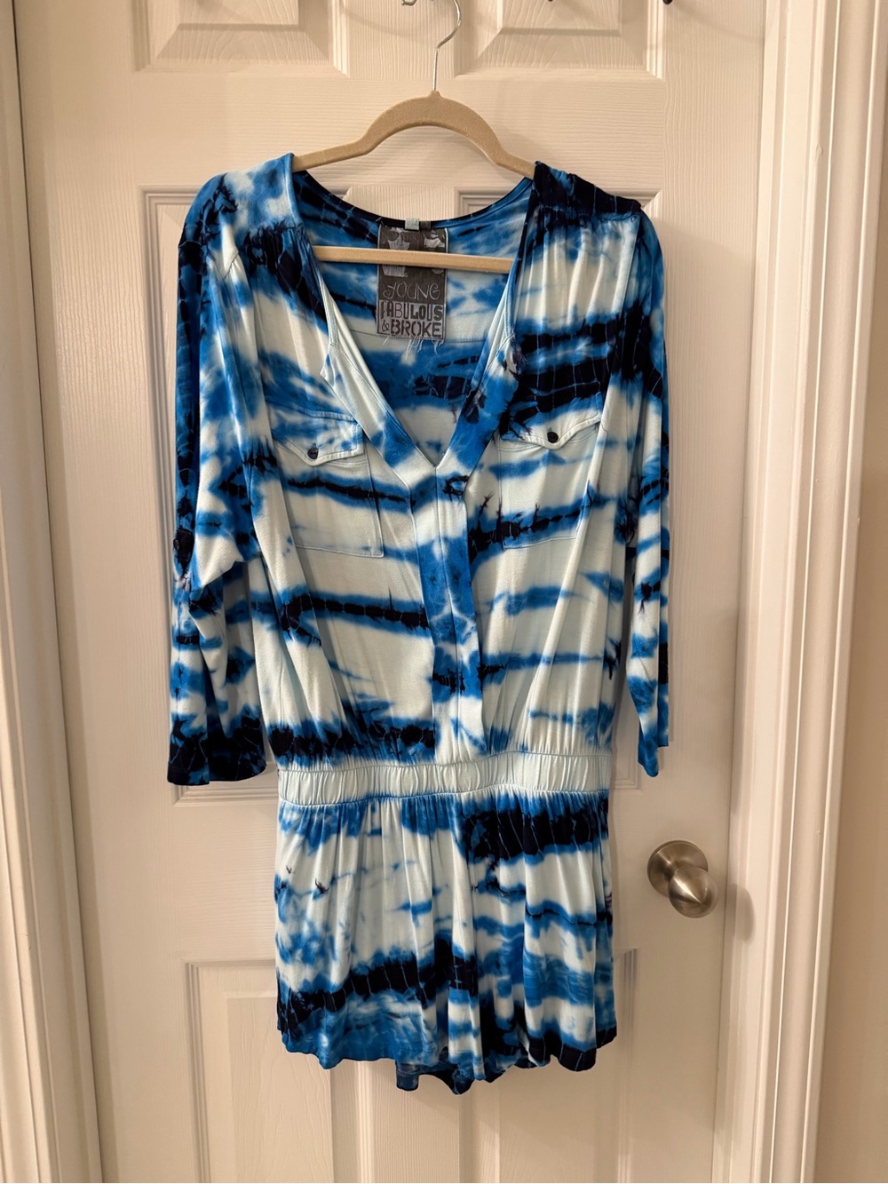 Young Fabulous & Broke Blue and White Tie-Dye Romper
